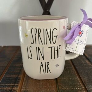 Rae Dunn SPRING IS IN THE AIR Mug With Bunny And Lily Of The Valley Purple NEW